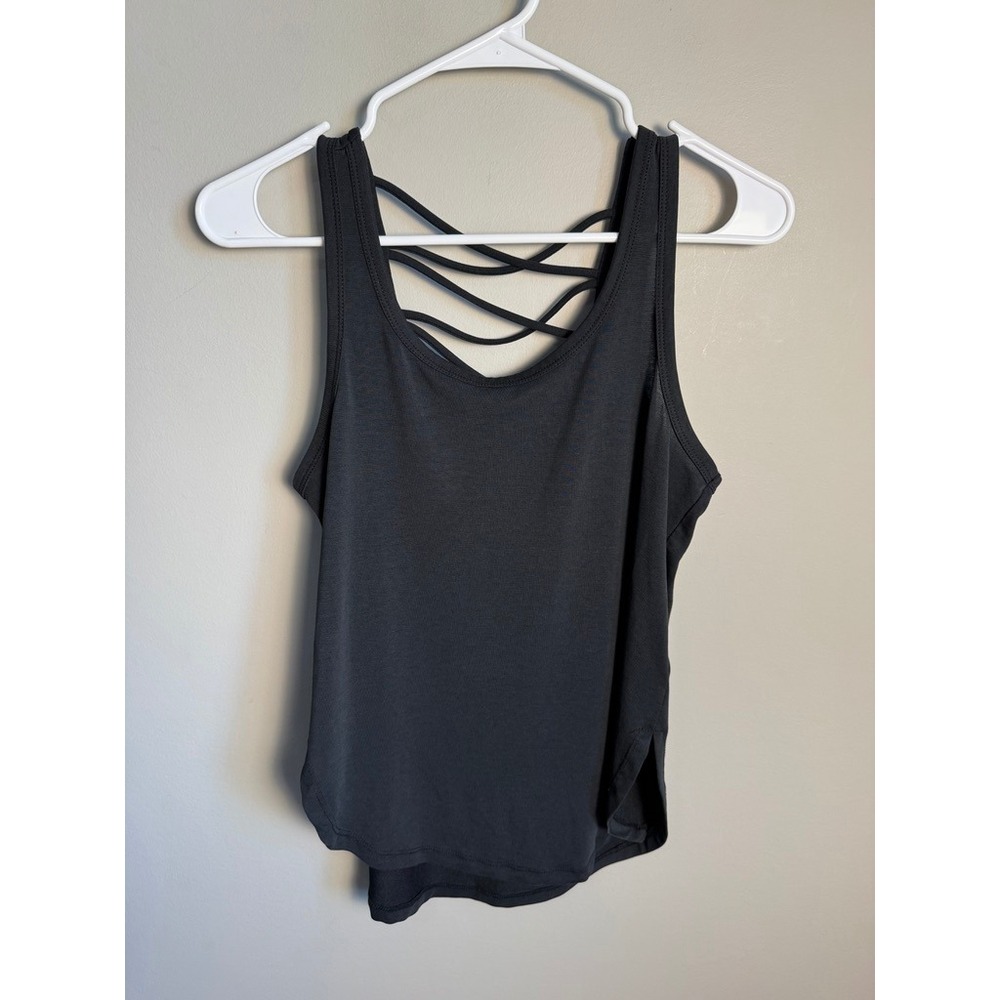 Betsey Johnson Womens Black Strappy Back Tank Top XS Activewear Gym Yoga